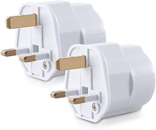 kwmobile 2 adaptadores de Viaje compactos para Inglaterra - Enchufe de Viaje Shuko EU a UK en Blanco