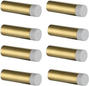 JQK Door Stopper, 2-7/8 Inch 304 Stainless Steel Sound Dampening Door Stop Bumper Wall Protetor 4 Pack, Brushed Gold, DSB2-WG-P8