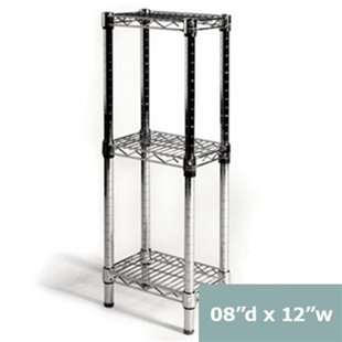 8"d x 12"w x 34"h Chrome Wire Shelving with 3 Shelves