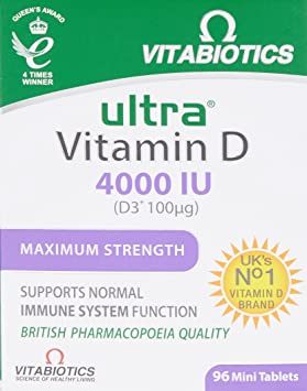 Vitabiotics Ultra Vitamin D 4000 iu Maximum Strength Immune System Function, 96 Mini Tablets