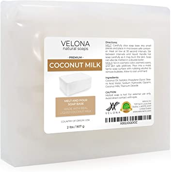 2LB   2LB - COCONUT MILK Glycerin Soap Base by Velona | SLS/SLES Free | Melt and Pour | Natural Bar for The Best Result for Soap Making