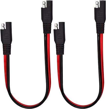 Ruikarhop 1 ft SAE Extension Cable 12AWG SAE to SAE Quick Disconnect Wire Harness SAE Connector Solar Panel Extension Cable for Automotive RV Battery Motorcycle Cars Tractor (2 Pack)