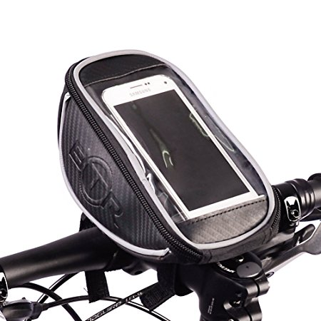 BTR Handlebar Bike Bag Pannier with Mobile Phone Holder with Clear PVC Screen - Water Resistant - Black