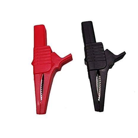 Reachs 1 Pair Full Insulation Red Black Car Battery Test Lead Protecting Alligator Crocodile Clip Clamps with 4mm Socket Offers Good Contact on Fine Wire