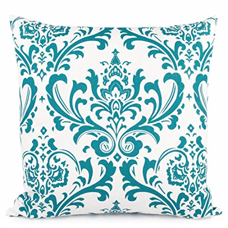 Chloe & Olive Turquoise Mist Collection Floral and Polka Dots Reversible Pillow Cover, 18-Inch, White