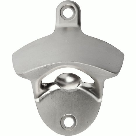 Wall Mount Beer Bottle Opener by Bar Brat In Nickel Alloy | Comes With 2 Matching Screws | Mountable Against Most Surfaces | Bonus 14 Cocktail Beer Recipes (ebook)