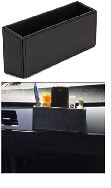 SkyRox Slim Car Pocket Organizer - Premium PU Leather Vehicle Organizer - Front Seat Organizer - Car Caddy Interior Car Accessories (BIack)