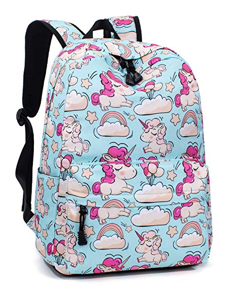 Leaper Unicorn Backpack for Girls Rainbow Laptop Backpack School Bag Travel Daypack Bookbag Blue