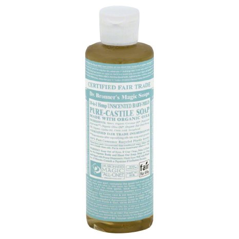 Dr Bronners Fair Trade and Organic Castile Liquid Soap - Unscented 8 oz