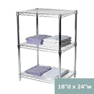 18" d x 24" w Chrome Wire Shelving with 3 Shelves