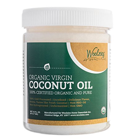 Woolzies Pure Organic Virgin Unrefined Coconut oil, food grade by Woolzies