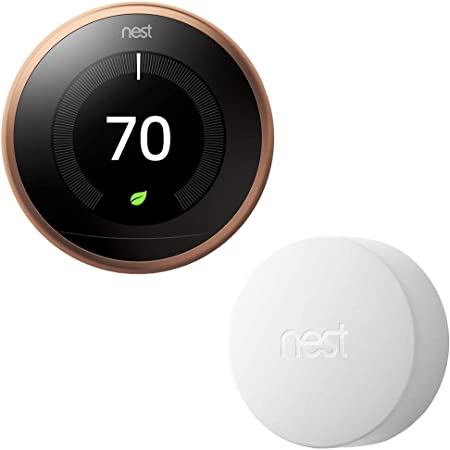 Google Nest Learning Thermostat (3rd Generation) with Nest Temperature Sensor (T5000SF) (Copper)