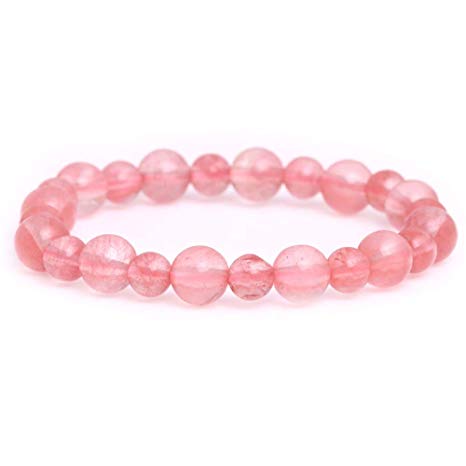 GEM-inside Bracelets Watermelon Cherry Gemstone Bead Elastic Power Crystal Bracelet Jewelry for Women Unisex 7"-7.5" 6-8mm Gift