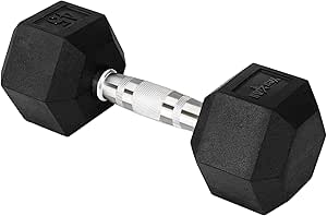 Yes4All Chrome Grip Encased Hex Dumbbells – Hand Weights With Anti-Slip 5-50 LBS Single