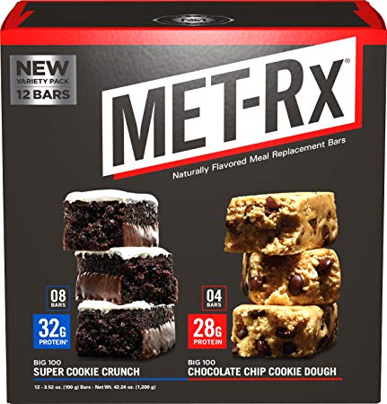 MET-Rx Big 100 12 count Variety Pack, 8 Super Cookie Crunch - 4 Chocolate Chip Cookie Dough
