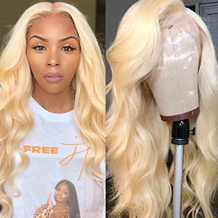 HC Hair 613 Lace Front Wig Human Hair Peruvian Body Wave Lace Front Wig Remy Lace Wig Glueless Transparent Lace Front Human Hair Wigs for Black Women (22inch, 613 Blonde)