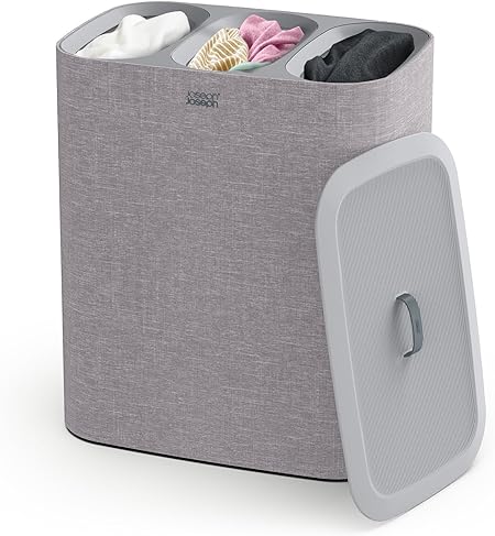 Joseph Joseph Tota Trio 90-liter Laundry Hamper Separation Basket with Lid and Removable Bags - Grey