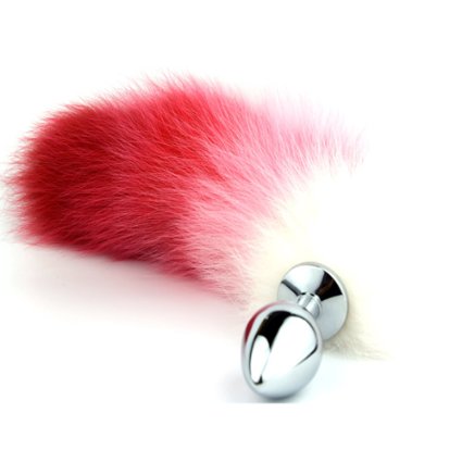 ROWAWAreg Wild Stainless Steel White Foxs Tails Butt PlugSexual ShowSM Special Sex Toy for Adults WhiteampRed