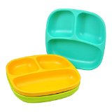 Re-Play Divided Plates Aqua Green Sunny Yellow 3-Count