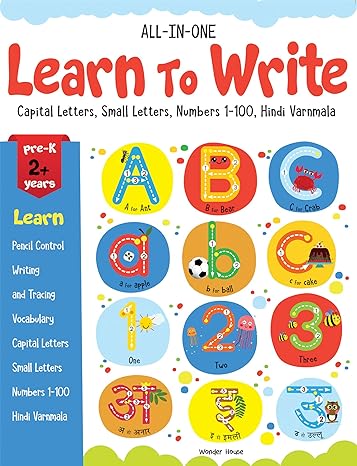 All in one Learn to write Capital letters Small letters Numbers 1 100 Hindi Varnmala