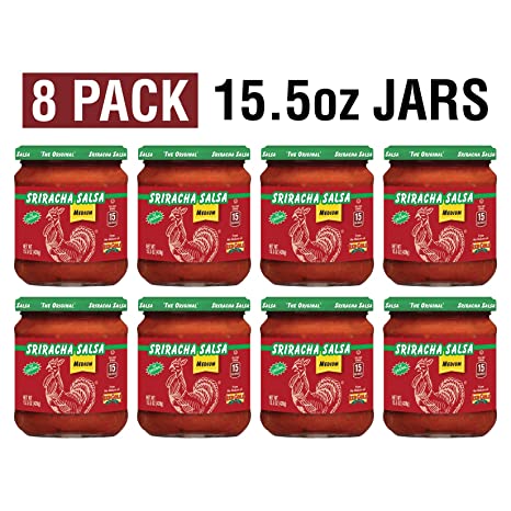 Huy Fong Sriracha Salsa | Fresh Chunky Medium | 15 Calories Per Serving | 8 Pack (15.5 ounces Per Jar)