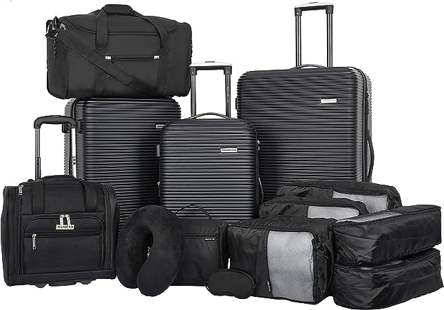 Travelers Club Riddock Luggage and Travel Accessories, Black, 14-Piece Set