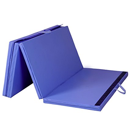 Giantex 4'x10'x2" Folding Gymnastics Gym Exercise Mats Blue Stretching Yoga Mat Blue
