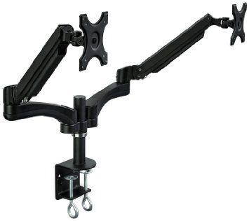 Mount-It! MI-762 Dual Monitor Desk Mount Arm LCD Computer Display Stand, Height Adjustable, Full Motion, Gas-Spring Counterbalance up to 24 Inch Monitors VESA 75, 100 Pattern Compatible 24 Lb Capacity