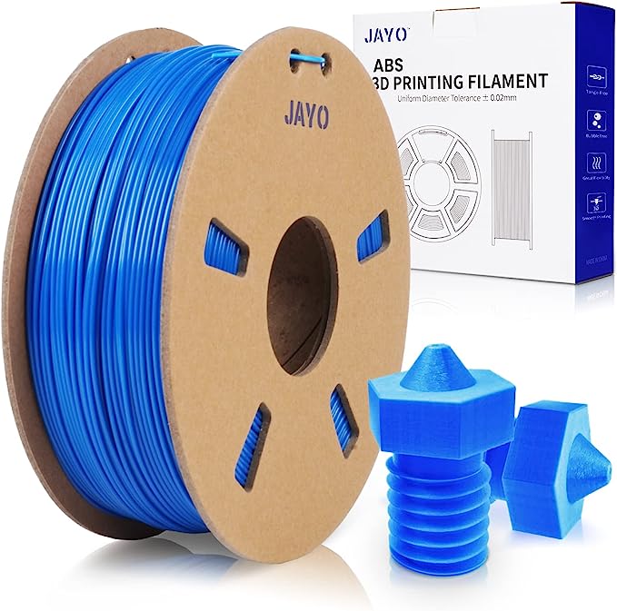 JAYO ABS 3D Printer Filament, Impact and Heat Resistant ABS Filament 1.75mm Dimensional Accuracy  /- 0.02mm, 0.65KG Cardboard Spool 3D Printing Material Fits FDM Printers, ABS Blue 650G