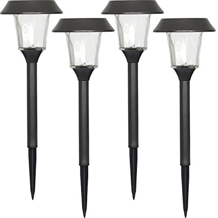 Westinghouse Steel Grande Tulip LED Solar Pathway Lights, 4 Pack, 10 Lumens, Pearl Gray