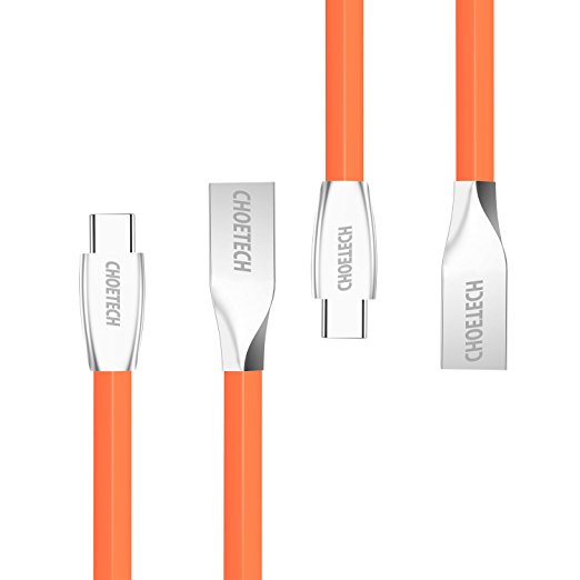 USB-C Cable, CHOETECH 2 Pack[4ft/1.2M] Premium TPE Jacket USB C to USB A Cable with 56k ohm Resistor for One Plus 3, LG G5, HTC 10 and Other Type-C Supported Devices(Orange)