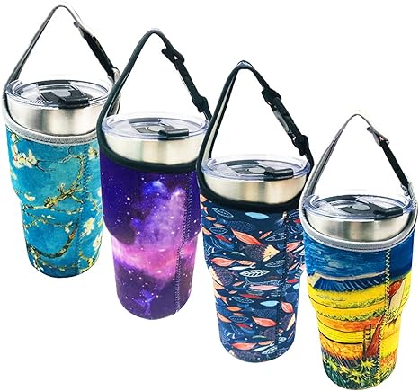 DanziX 4 Pcs 30oz Tumbler Carrier Holder Pouch with Carrying Handle, Fit for YETI, Rtic, Atlin, Ozark Trail, Rambler 30 oz Insulated Tumbler Coffee Cup