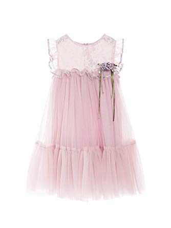 Zedde Little Girls 1-8T Lace Sleeveless Party Birthday Tulle Dresses Pageant Toddler Flower Girl Dress