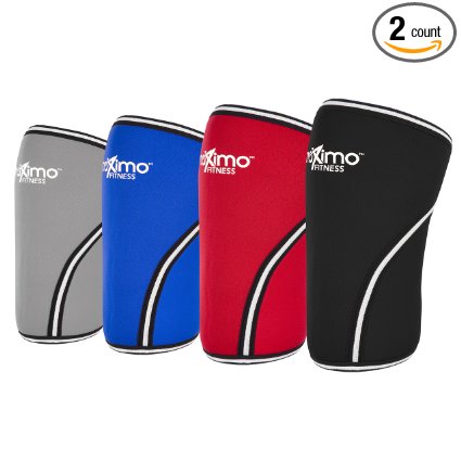 Knee Sleeves (1 Pair) - Superior Quality, 7 mm Neoprene Compression Knee Supports - Perfect for CrossFit, Weightlifting, Powerlifting & all Sports - Ideal for Men & Women - 1 Year Warranty.