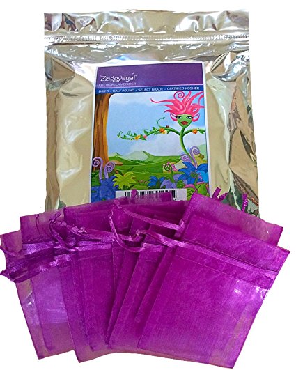 Zziggysgal 1/2 Lb Dried French Lavender with 10 Drawstring Sachets, Factory Sealed in Triple Foil Re-closable Bag.