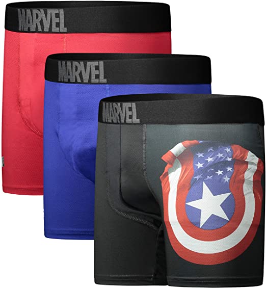 Captain America Performance Mesh Underwear Boxer Briefs 3-Pair Pack