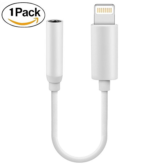 [1 Pack] Lightning to 3.5mm Headphone Jack Adapter ¨C Lightning Connecter to 3.5mm Audio Jack Earphone Extender Jack Stereo for iPhone 7 / 7 Plus - Not Support IOS 10.3