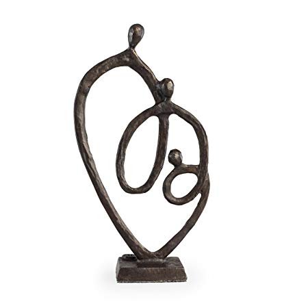 Danya B. ZD15332 Contemporary Sand-Casted Bronze Sculpture – Family of 3 Heart Ring of Love
