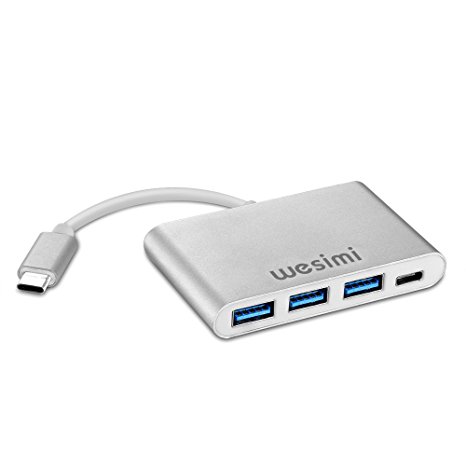 USB-C to USB Multiport Adapter, wesimi USB-C to 3-Port USB 3.0 Hub support charging the New Macbook and data transfer,USB3.0 data Hub, for the New Macbook, New Chromebook Pixel