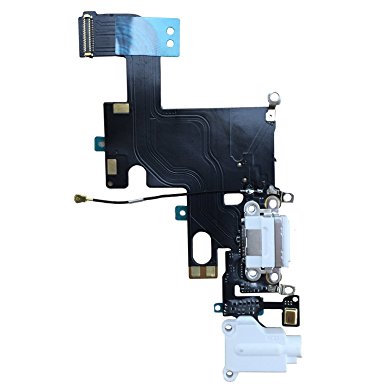 Johncase New OEM Original USB Charging Port Dock Connector Flex Cable   Microphone   Headphone Audio Jack Port Ribbon Replacement Part for iPhone 6 4.7 White