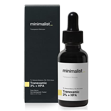 Minimalist 3% Tranexamic Acid Face Serum for Melasma, Pigmentation, Erythema & Acne Scars | Face Serum with HPA to Remove Melasma & Post Inflammatory Hyperpigmentation or Erythema (PIH & PIE) | 30 ml