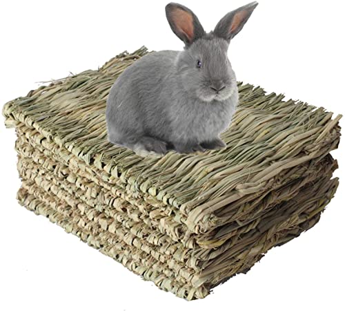 kathosn 8 PCS Bunny Grass Mat Natural Woven Pet Bed Nest Mats Rabbits Chew Toys for Hamsters Parrot Rabbits Hedgehog Guinea Pig Bunny and Other Small Animals