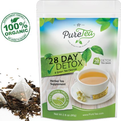 PureTea® Weight Loss Tea: 28 Day Green Tea Detox, Skinny Tea, Body Cleanse, Herbal Tea Detox Diet, Teatox, 100% Organic Herbs, Lose Weight Fast, Liver and Colon Cleanse (Oolong)