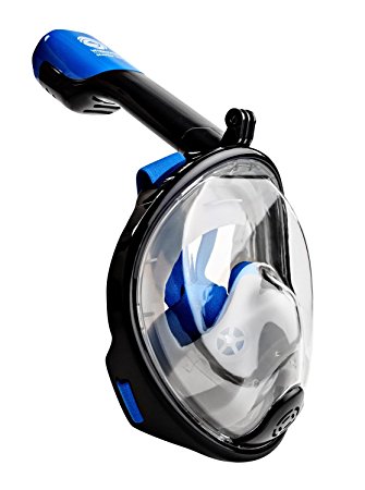 Seaview 180° GoPro Compatible Snorkel Mask- Panoramic Full Face Design. See More With Larger Viewing Area Than Traditional Masks. Prevents Gag Reflex with Tubeless Design