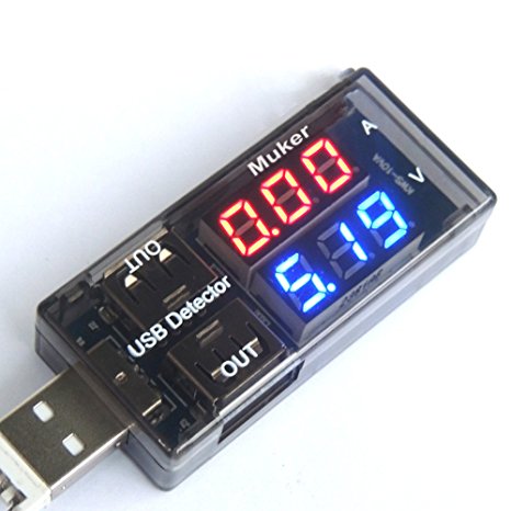 Muker-10VA USB Multi Meter/Voltage Tester/Battery Tester/Ampere Meter Current(0A-3.3A),Voltage(3.5V-9V)