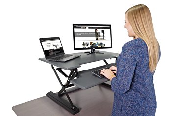 Victor DCX760 Height Adjustable Sit Stand Desk with large desk surface, makes the ideal heavy duty standing desk for any professional, home or industrial setting