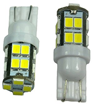 2pcs 20-SMD T10 12V Light LED Replacement Bulbs   STICKER 168 194 2825 W5W - White