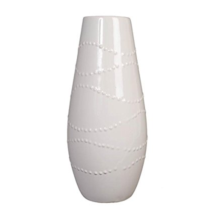 Hosley's 12" High White Ceramic Vase. Ideal Gift for Weddings, Party, Home, spa, Reiki