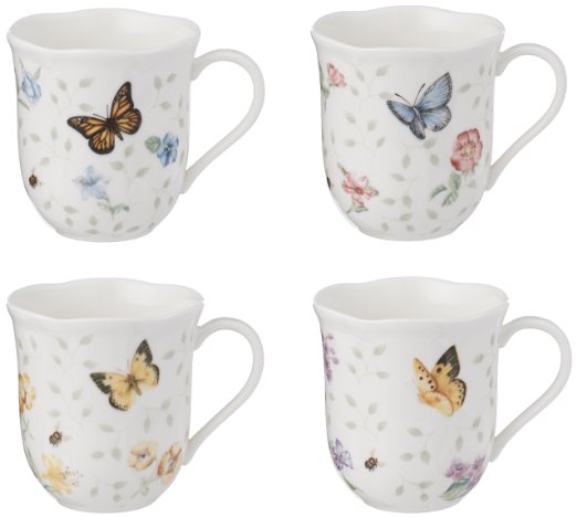 Lenox Butterfly Meadow Mug, 10-Ounce, Assorted Colors, Set of 4