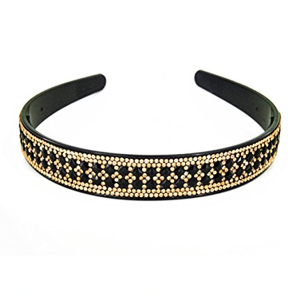 Yeshan Rhinestone and Crystal Beaded Handmade Headband ,Haiband for women,Golden and black